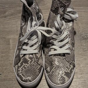 High-Top Women's Sneakers in Gray Snake Print ASOS Design